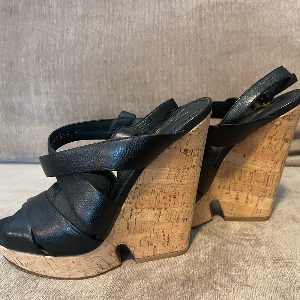 YSL Black Wedge Size 40 worn only once and not outside. Like NEW